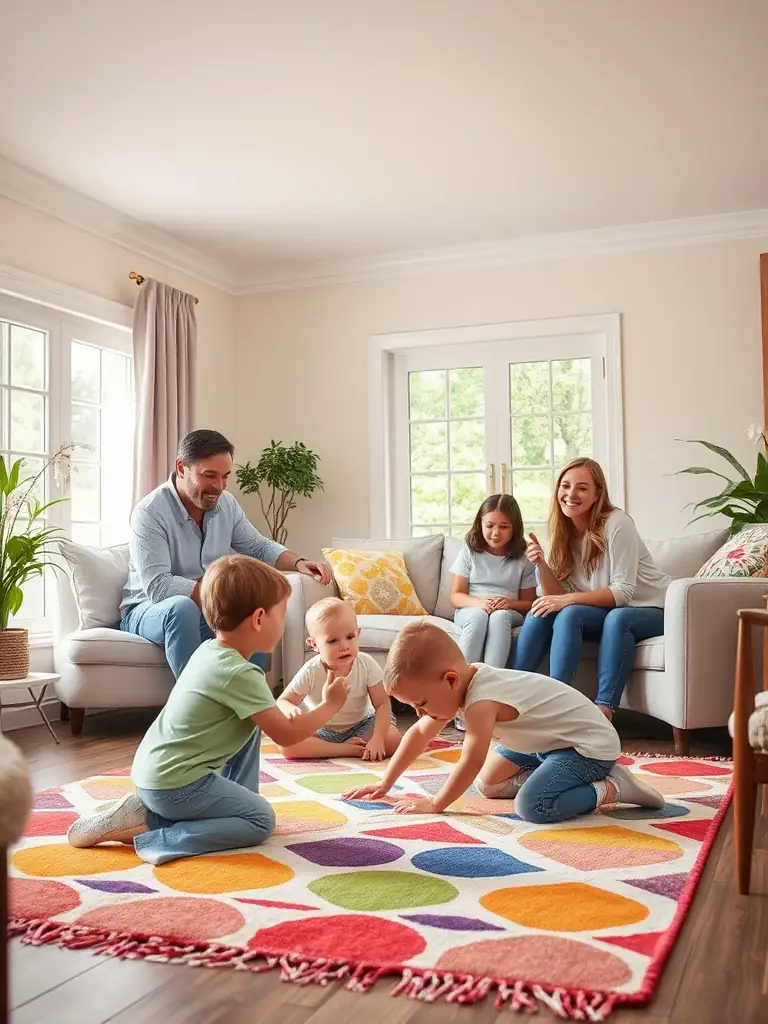 A family celebrating in their new home with joy and excitement.